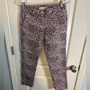 Michael Kors Pink and Black Leopard Print Pants size 2 VINTAGE EUC Y2K